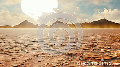 Apocalyptic desert. Post-Apocalypse, global warming, climate change, hot dusty desert. 3D Rendering Stock Photo