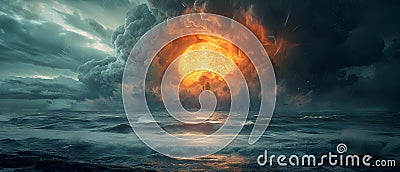 Concept Apocalyptic, Fury, Oceanic, Nuclear Detonation Apocalyptic Fury Oceanic Nuclear Detonation Stock Photo