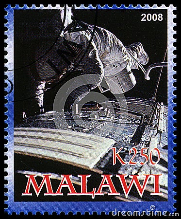 Apollo 17 Postage Stamp from Malawi Editorial Stock Photo