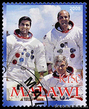 Apollo 17 Postage Stamp from Malawi Editorial Stock Photo