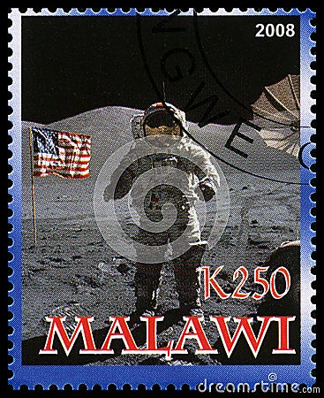 Apollo 17 Postage Stamp from Malawi Editorial Stock Photo