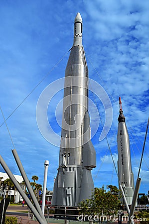 Apollo rockets on display in the rocket garden at Kennedy Space Center Editorial Stock Photo