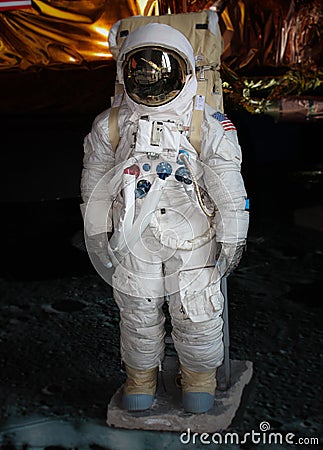 An Apollo Space Suit at the US Space Center in Huntsville Editorial Stock Photo