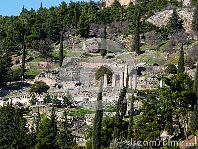 Apollo Temple in oracle Delphi, Greece Stock Photo