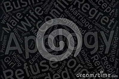 Apology ,Word cloud art on blackboard Stock Photo