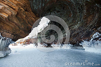 Apostle Islands Ice Caves, Winter Season Stock Photo