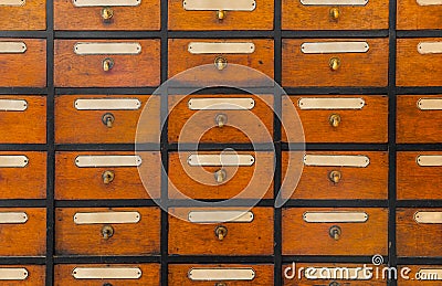 Apothecary wood chest with drawers Stock Photo