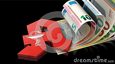 German pharmacy sign on Euro bills Stock Photo