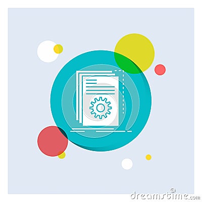 App, build, developer, program, script White Glyph Icon colorful Circle Background Vector Illustration