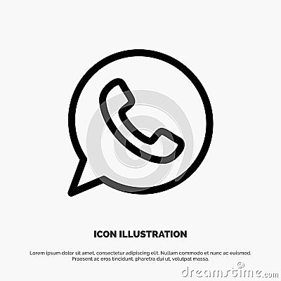 App, Chat, Telephone, Watts App Line Icon Vector Vector Illustration