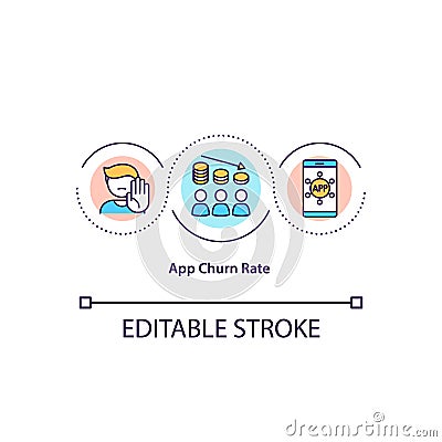 App churn rate concept icon Vector Illustration