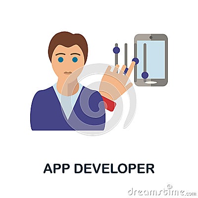 App Developer flat icon. Color simple element from freelance collection. Creative App Developer icon for web design Vector Illustration