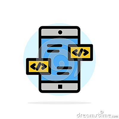 App Development, Arrows, Div, Mobile Abstract Circle Background Flat color Icon Vector Illustration