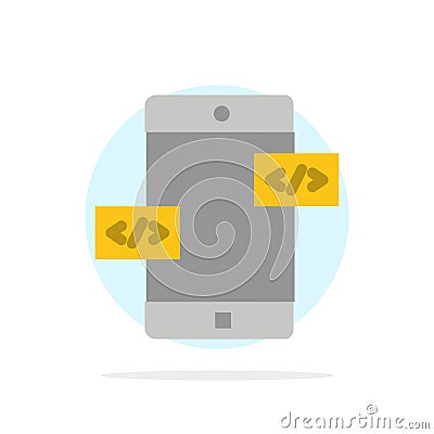 App Development, Arrows, Div, Mobile Abstract Circle Background Flat color Icon Vector Illustration