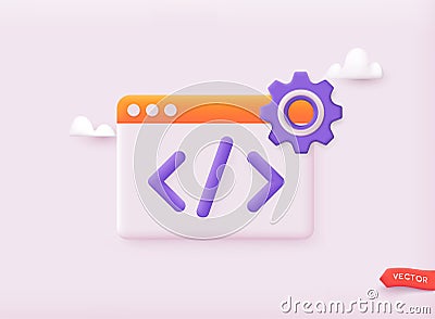 App Development. Smartphone interface building process, mobile app. 3D Web Vector Illustrations Vector Illustration