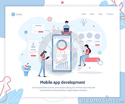 App development web banner Vector Illustration