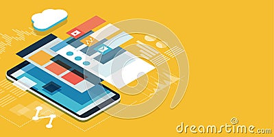 App development and user interface Vector Illustration