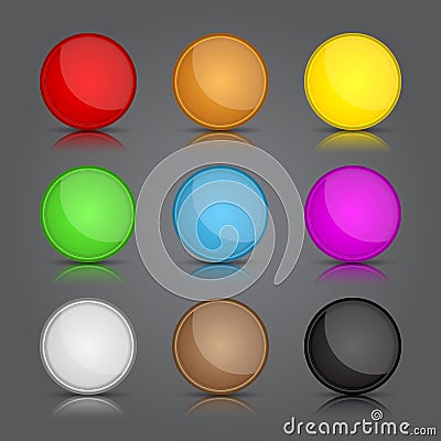 App icons background set. Glossy web button icons. Vector Illustration