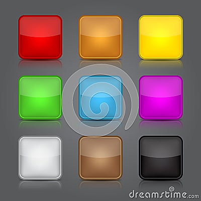 App icons background set. Glossy web button icons. Vector Illustration