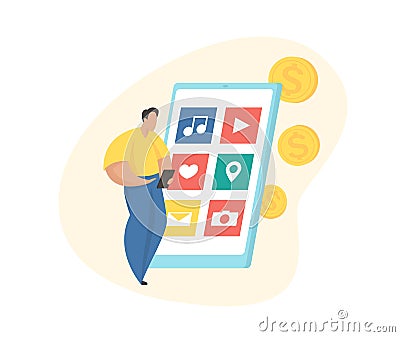 App monetization concept. Mobile application advertisement. Flat illustration Vector Illustration