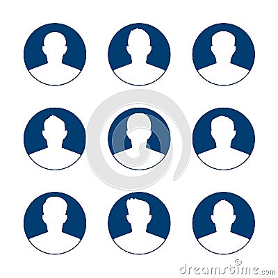 App or profile user icon set. Set of men avatar template. User icons collection. Symbol of people for website avatar. Vector Vector Illustration