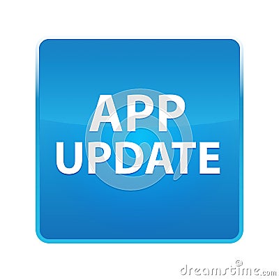 App Update shiny blue square button Stock Photo