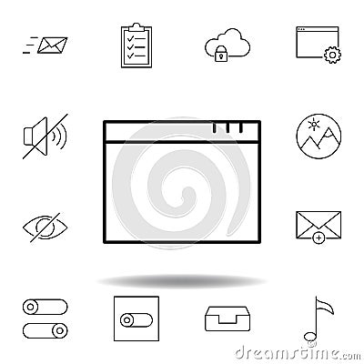 app window outline icon. Detailed set of unigrid multimedia illustrations icons. Can be used for web, logo, mobile app, UI, UX Cartoon Illustration