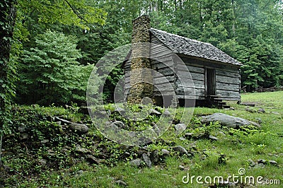 Appalachian Mountain Log Cabin Stock Photo