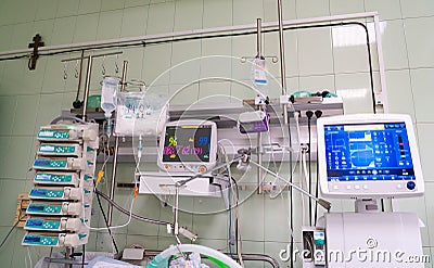 Artificial lung ventilation in intensive care Stock Photo