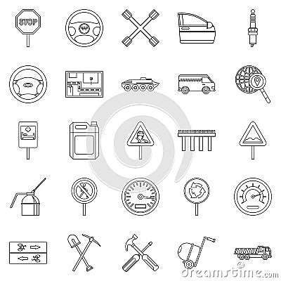 Apparatus icons set, outline style Vector Illustration