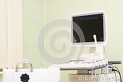 Apparatus ultrasound examination. Medical research. Healthy people. Work in hospital Stock Photo