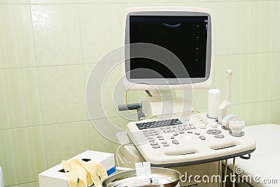 Apparatus ultrasound examination. Medical research. Work in hosp Stock Photo