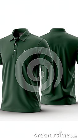 Apparel presentation Dark green polo shirt mockup, front and back Stock Photo