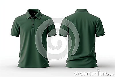 Apparel presentation Dark green polo shirt mockup, front and back Stock Photo