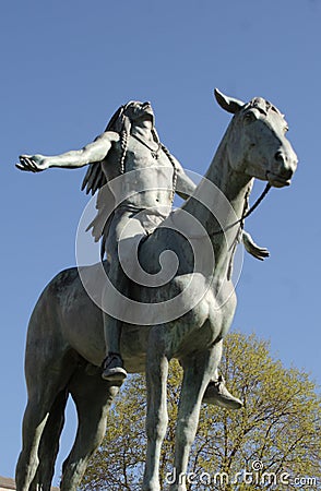 APPEAL OF THE GREAT SPIRIT STATUE OF HORSE AND INDIAN Editorial Stock Photo