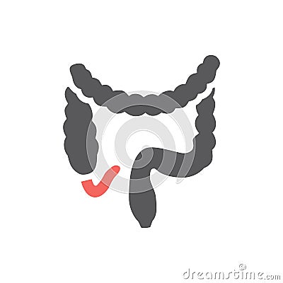 Appendicitis. Inflammation of the appendix. Vector icon for web graphic. Stock Photo