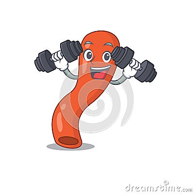 Appendix mascot design feels happy lift up barbells during exercise Vector Illustration