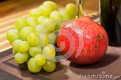 appetite appetizer bacon board cheese close composition cuisine delicious delightful dinner grape kitchen lunch muscat nice pomegr Stock Photo