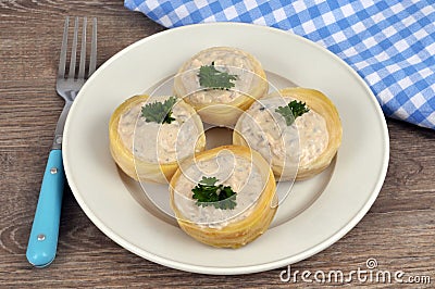 Artichoke stock stuffed with mackerel rillettes on a plate Stock Photo