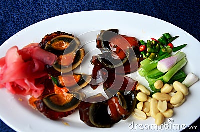 Appetizer century egg with side dish Stock Photo