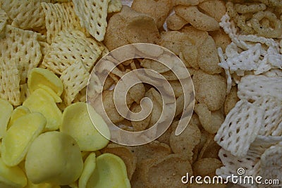 Appetizer,many type of crispy background Stock Photo