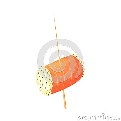 Appetizer with salmon stuffed with cheese and herbs vector illustration Vector Illustration