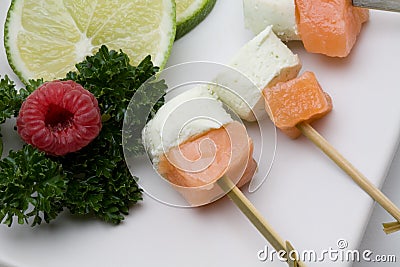Appetizer with smoked salmon and cheese Stock Photo