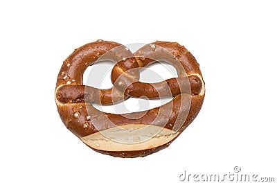 Appetizing Bavarian pretzel isolated on white background. Bavarian traditional bread, a symbol of Germany, cultural and culinary Stock Photo