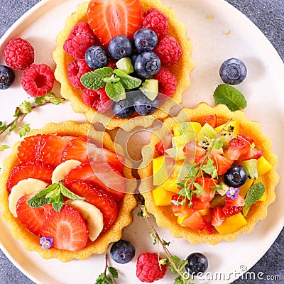 berries fruits tart dessert assorted Stock Photo
