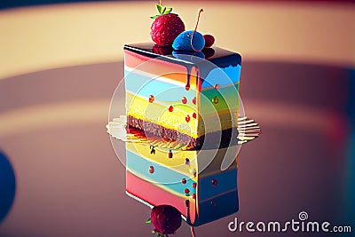 Appetizing chocolate cake, illustration Cartoon Illustration