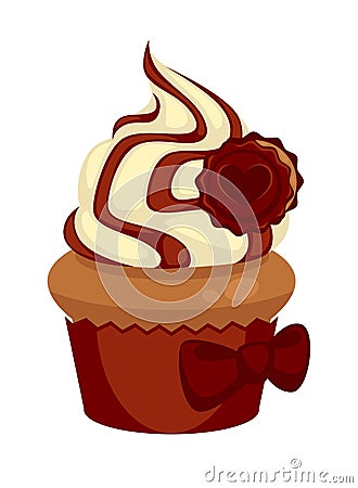 Appetizing chocolate cupcake Vector Illustration