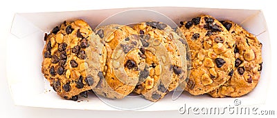 Cookies with chocolate and hazelnuts on a white background Stock Photo