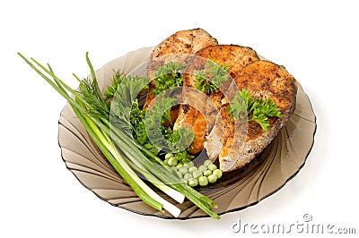 Appetizing fried salmon Stock Photo