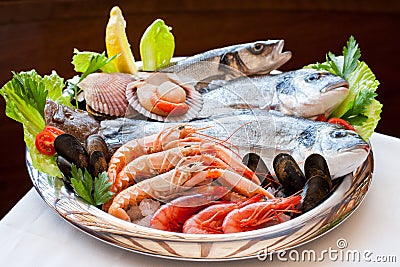 Appetizing seafood platter. Stock Photo